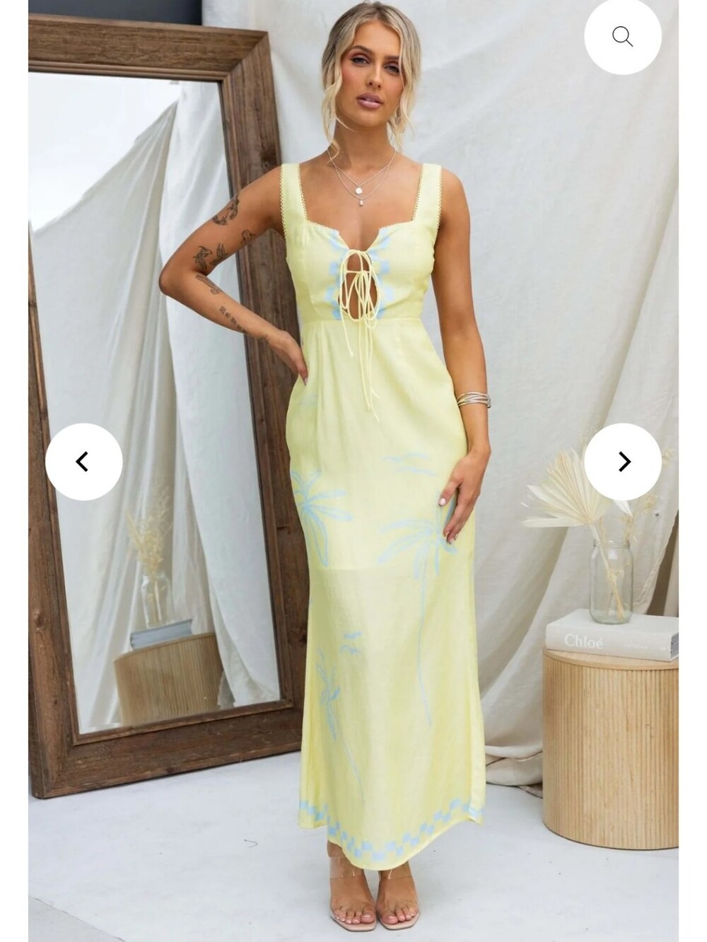Indi Luxe Yellow Norris Maxi Dress US Small Beach Tropical Sexy Resortwear Chic